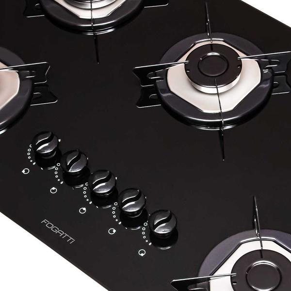 Imagem de Fogão Cooktop Elétrico 5 Bocas Mesa Em Vidro - Preto - Fogatti