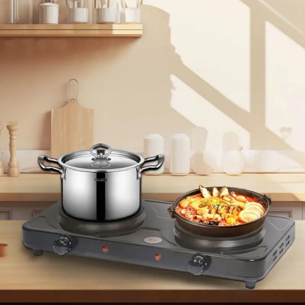 Imagem de Fogão Cooktop Elétrico Fogareiro 2 Bocas 2.000 Watts Cinza