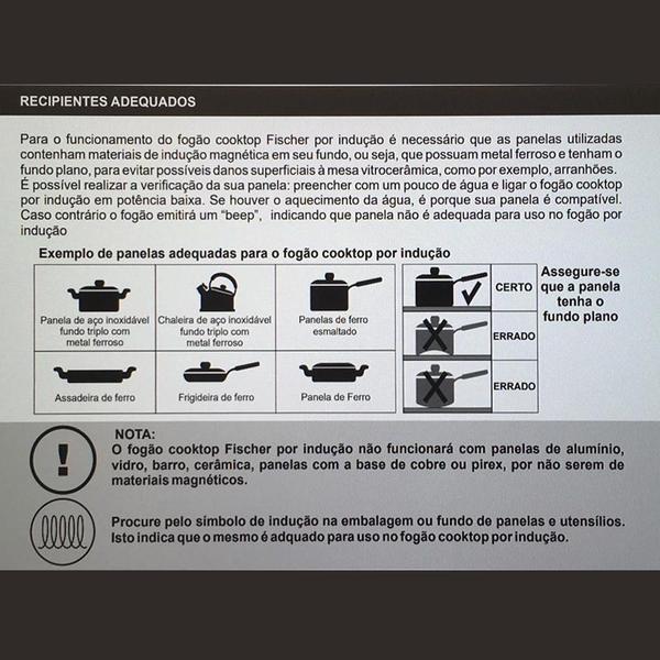 Imagem de Fogão Cooktop Fischer 1 Boca por Indução Mesa Vitrocerâmica