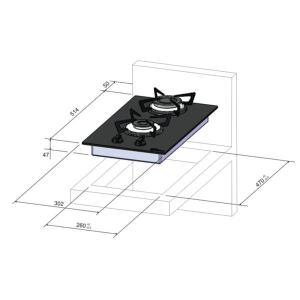 Imagem de Fogão Cooktop Fischer 2Q Gás Mesa Vidro