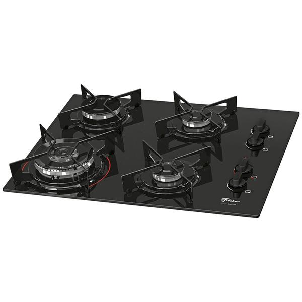 Imagem de Fogao cooktop fischer 4 bocas tripla chama fit line gas vidro preto