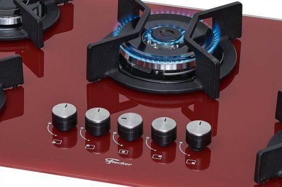 Imagem de Fogão Cooktop Fischer 5 Bocas Tripla Chama Infinity Vermelho Rouge 26298-62471