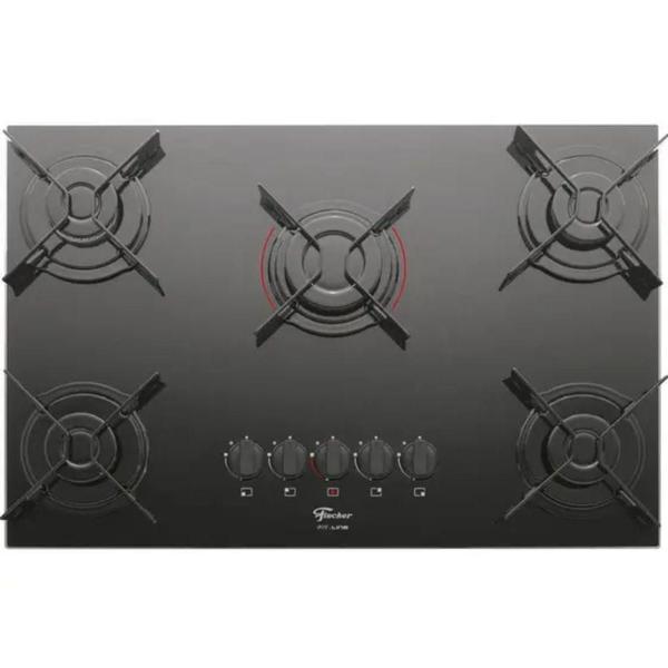 Imagem de Fogão Cooktop Fischer 5Q TC Fit Line Gás Mesa Vidro Preto