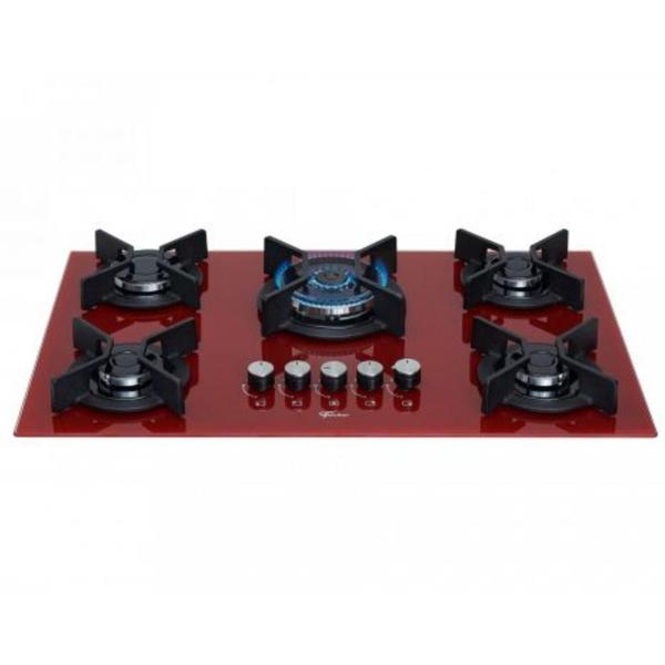 Imagem de Fogão Cooktop Fischer 5Q TC Infinity Gás Mesa Vidro Rouge