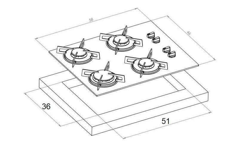 Imagem de Fogão Cooktop Fornello 4 Bocas Branco A Gás