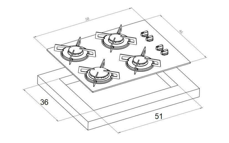 Imagem de Fogão Cooktop Fornello 4 Bocas Vermelho Automático