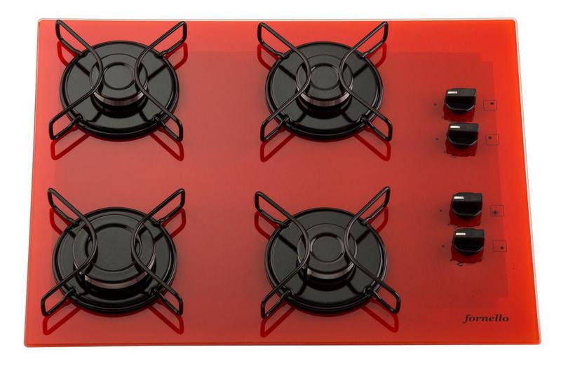 Imagem de Fogão Cooktop Fornello 4 Bocas Vermelho Automático