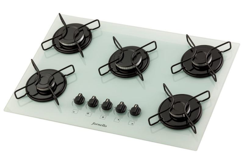 Imagem de Fogão Cooktop FORNELLO a gás 5 bocas branco - acendimento automático