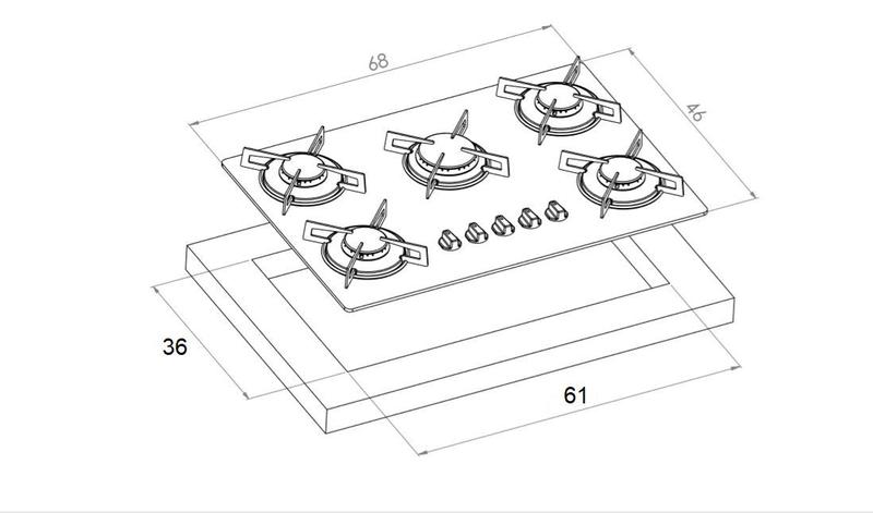 Imagem de Fogão Cooktop FORNELLO a Gás 5 bocas preto - acendimento automático