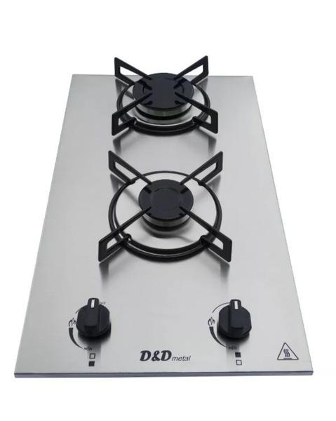 Imagem de Fogão Cooktop Gás 2 bocas inox - acendimento automático 