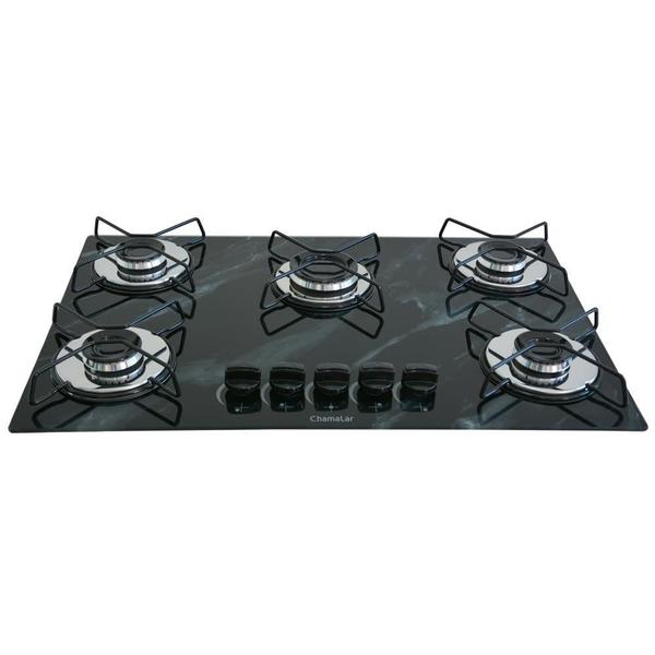 Imagem de Fogão Cooktop Gás 5 Bocas Ultra Chama 127v/220v Marmorizado