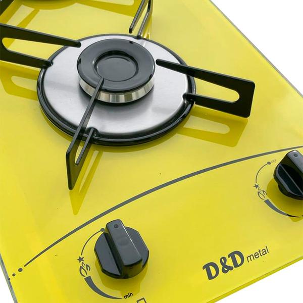 Imagem de Fogão cooktop Gás D&D 2 bocas amarelo - acendimento automático