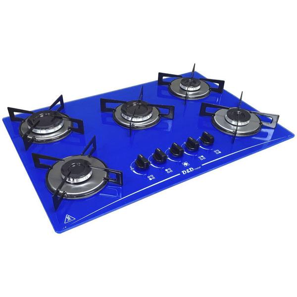 Imagem de Fogão cooktop Gás D&D 5 bocas Azul - acendimento automático