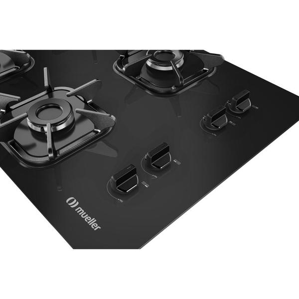 Imagem de Fogão Cooktop Gás Mueller 4 Bocas Ultra Chama Bivolt Preto