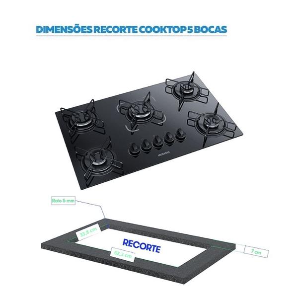 Imagem de Fogão Cooktop Itatiaia Essencial 5 Bocas Preto 110V/220V