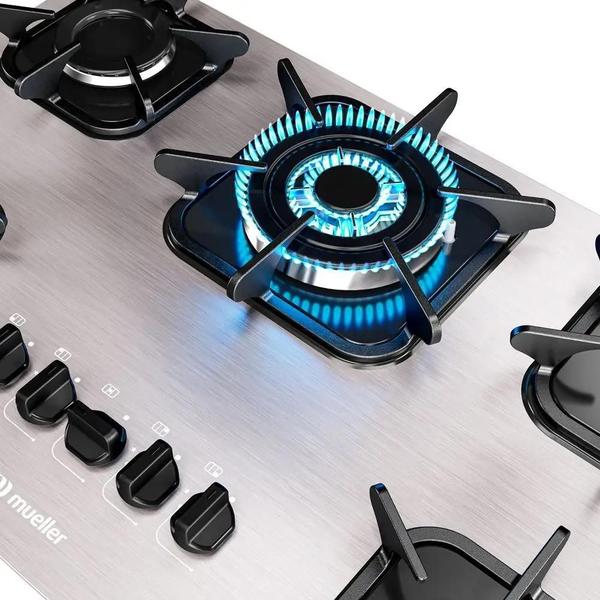 Imagem de Fogão Cooktop Mueller 5 Bocas Ultra Chama Alumínio Bivolt 110V/220V MCG5BK