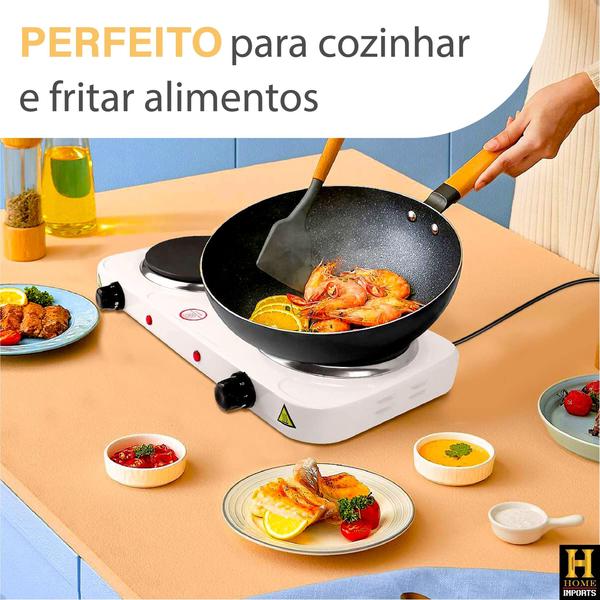 Imagem de  Fogão Cooktop Portátil Elétrico 2 Bocas 2000w Chapa Linha Premium