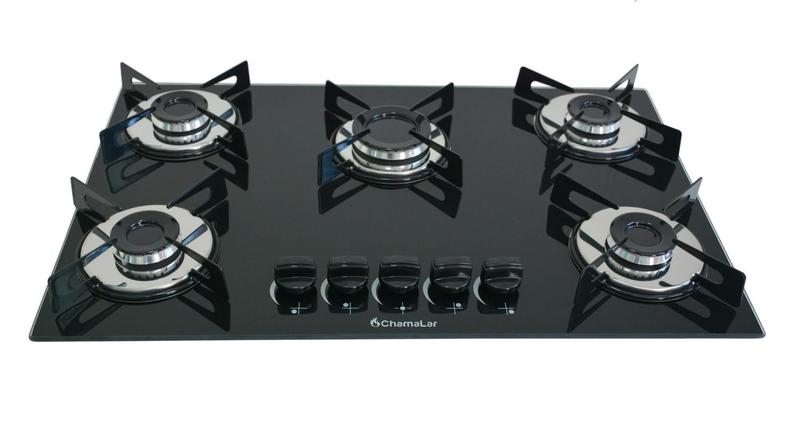 Imagem de Fogão Cooktop Premium 5 Bocas Ultra Chama Preto