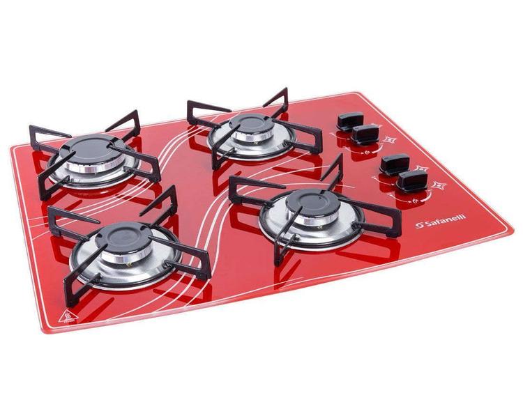 Fogão Cooktop Safanelli 4 Bocas Vermelho 4Q Lines FCV402 Imagem de Fogão Cooktop Safanelli 4 Bocas Vermelho 4Q Lines FCV402