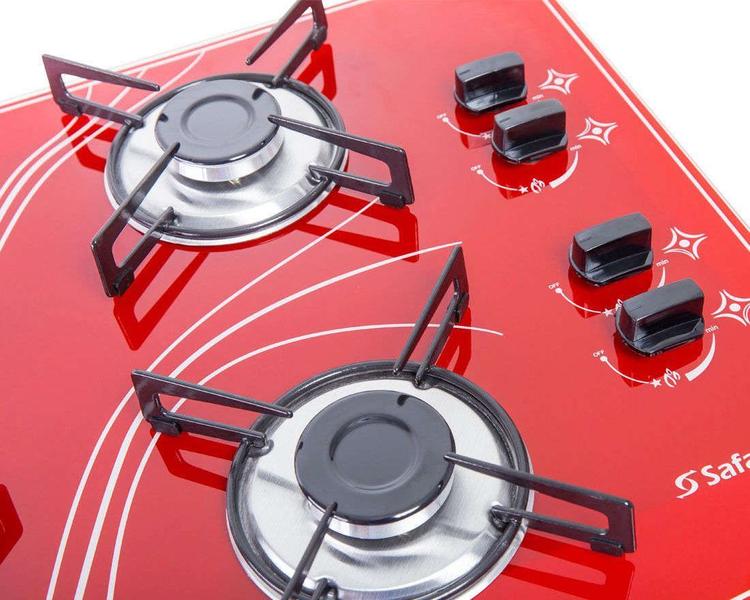 Fogão Cooktop Safanelli 4 Bocas Vermelho 4Q Lines FCV402 Imagem de Fogão Cooktop Safanelli 4 Bocas Vermelho 4Q Lines FCV402
