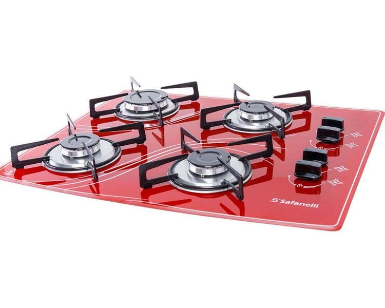 Fogão Cooktop Safanelli 4 Bocas Vermelho 4Q Lines FCV402 Imagem de Fogão Cooktop Safanelli 4 Bocas Vermelho 4Q Lines FCV402