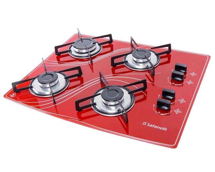 Fogão Cooktop Safanelli 4 Bocas Vermelho 4Q Lines FCV402 Imagem de Fogão Cooktop Safanelli 4 Bocas Vermelho 4Q Lines FCV402