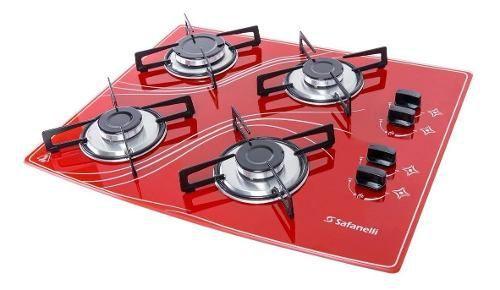 Fogão Cooktop Safanelli 4 Bocas Vermelho 4Q Lines FCV402 Imagem de Fogão Cooktop Safanelli 4 Bocas Vermelho 4Q Lines FCV402