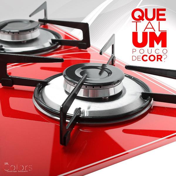 Fogão Cooktop Safanelli 4 Bocas Vermelho 4Q Lines FCV402 Imagem de Fogão Cooktop Safanelli 4 Bocas Vermelho 4Q Lines FCV402