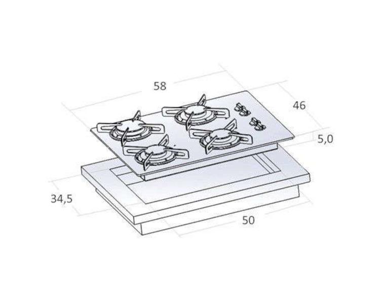 Fogão Cooktop Safanelli 4 Bocas Vermelho 4Q Lines FCV402 Imagem de Fogão Cooktop Safanelli 4 Bocas Vermelho 4Q Lines FCV402