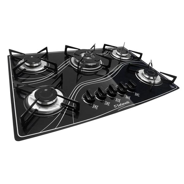 Imagem de Fogão Cooktop Safanelli Tripla Chama 5 Bocas Preto Bivolt