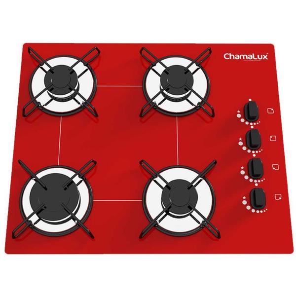 Imagem de Fogão Cooktop ultra chama 4 bocas Vermelho - Chamalux