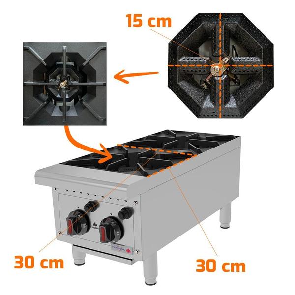 Imagem de Fogão de Bancada Profissional Para Cozinhas Industriais 2 Bocas a Gás Pro-2000 - Progás P44607