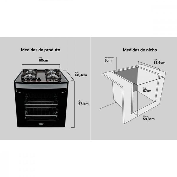 Imagem de Fogão de Embutir 4 Bocas Dako Diplomata com Mesa de Vidro