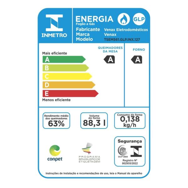 Imagem de Fogao de Embutir 5 Bocas Venax Temis Amarelo Gas Glp