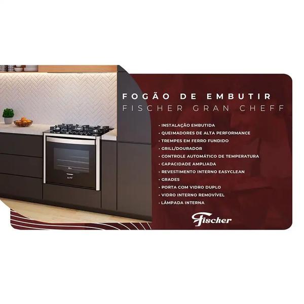 Imagem de Fogão de Embutir Fischer 5 Bocas Gran Cheff - 220 Volts