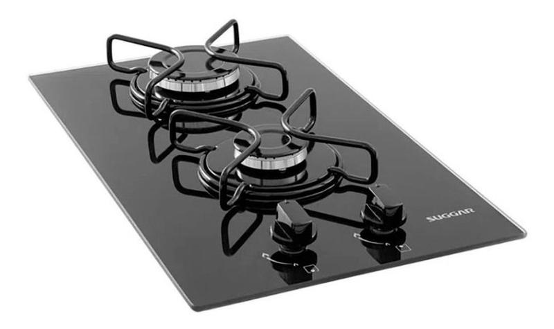 Imagem de Fogão De Mesa Cooktop 2 Bocas Vidro Preto À Gás Suggar Fg200