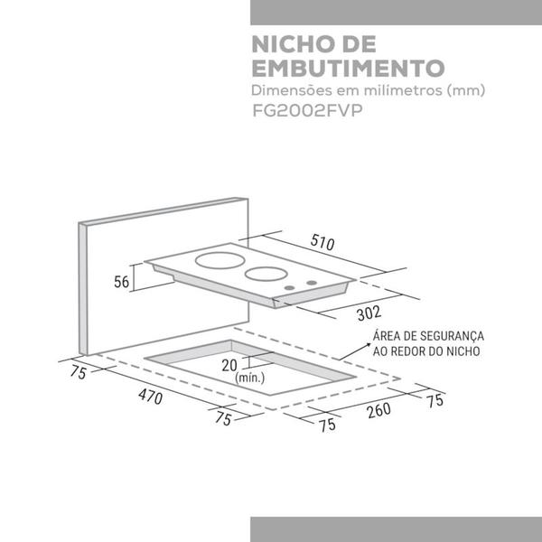 Imagem de Fogão de Mesa Cooktop 2 Bocas Vidro Preto à Gás Suggar FG2002FVP