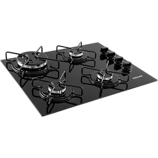 Imagem de Fogão de mesa cooktop 4 bocas vidro preto à gás fg4304avp