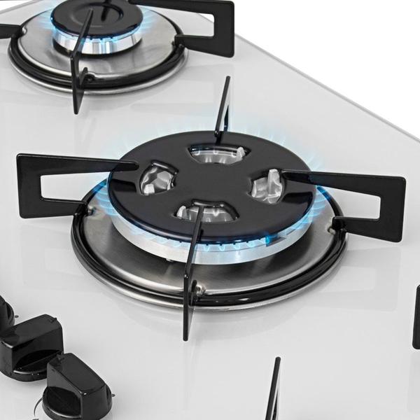 Imagem de Fogão de Mesa Cooktop 5 Bocas Vidro Branco à Gás Suggar FG5305BR