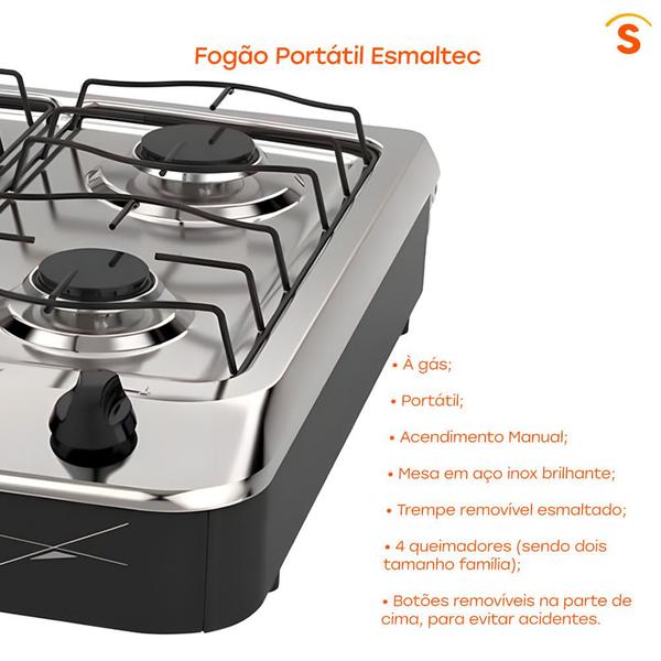 Imagem de Fogão de Mesa Esmaltec Laguna 4 Bocas 4027 Preto