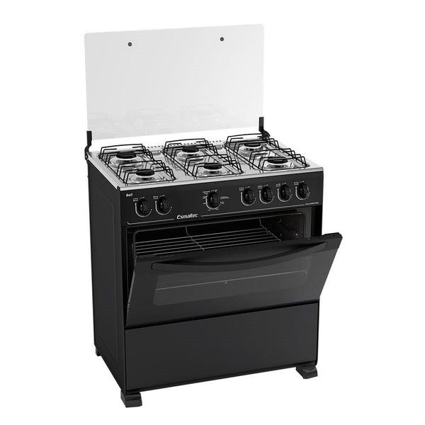 Fogão de Piso Esmaltec 6 Bocas Bali Mesa de Inox Preto Imagem de Fogão de Piso Esmaltec 6 Bocas Bali Mesa de Inox Preto