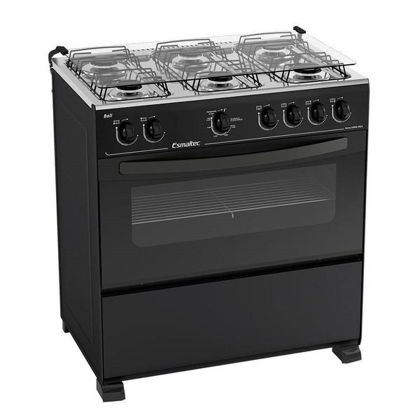 Imagem de Fogão de Piso Esmaltec 6 Bocas Bali  Mesa de Inox Preto