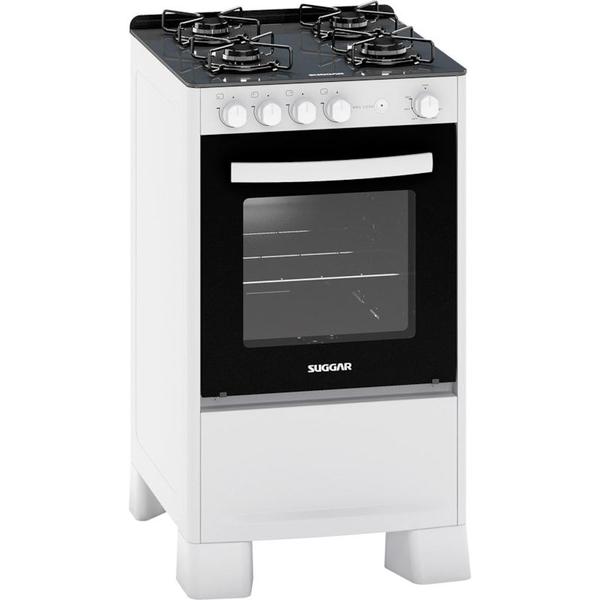 Imagem de Fogão de Piso Neo Cook mesa de vidro 4 Queimadores Branco Bivolt Suggar FGV410BR