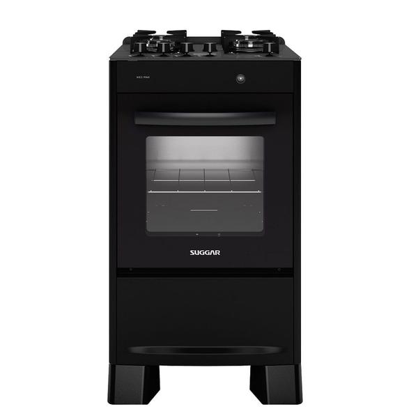 Fogão de Piso Suggar 4 Bocas Mesa de Vidro Neo Max Preto Bivolt Fogão de Piso Suggar 4 Bocas Mesa de Vidro Neo Max Preto Bivolt