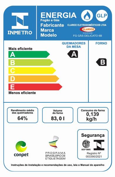 Imagem de Fogão Delicato com 6 Bocas Branco Clarice