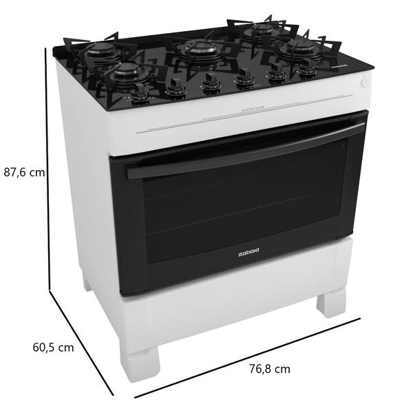Imagem de Fogão Electra Glass New 5 Bocas Vidro Temperado Itatiaia Branco