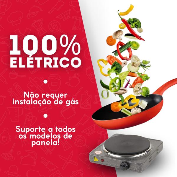 Imagem de Fogão Elétrico 1 Boca Fogareiro Portátil De Mesa Camping 110V