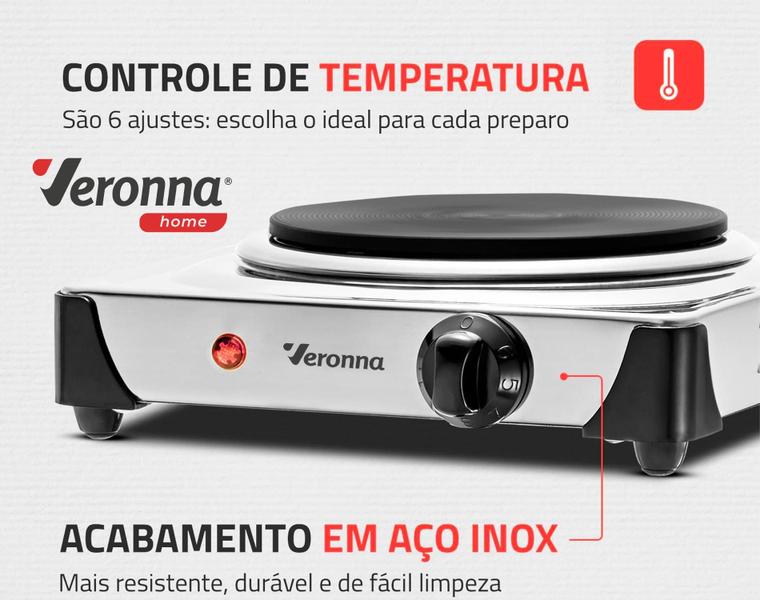 Imagem de Fogão Elétrico De Mesa Portátil Cooktop 1 Boca 1000w 220v