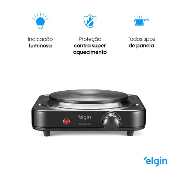 Imagem de Fogão Elétrico Portátil 1 Boca 1000w Elgin Preto Cook For You