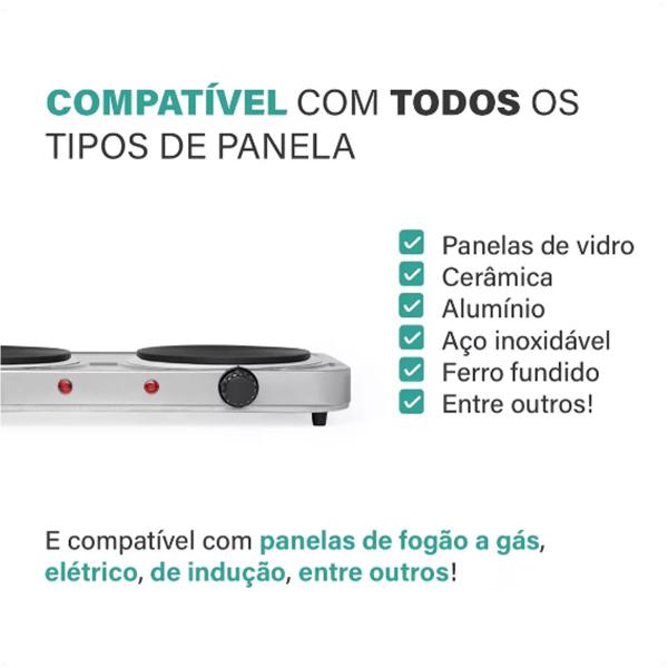 Fogão Elétrico Portátil 2 Bocas 127V e 2000W 5 Níveis Temp. - Mimo Imagem de Fogão Elétrico Portátil 2 Bocas 127V e 2000W 5 Níveis Temp.